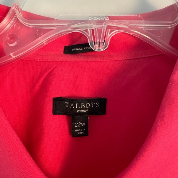 Talbots Dark Pink Boxy Button Down Shirt with Notched Collar 22W NWOT 3/4 sleeve - Picture 2 of 6